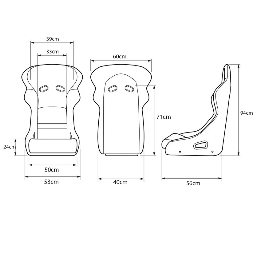 BB5 RS Black Suede Fibreglass Bucket Seat Large