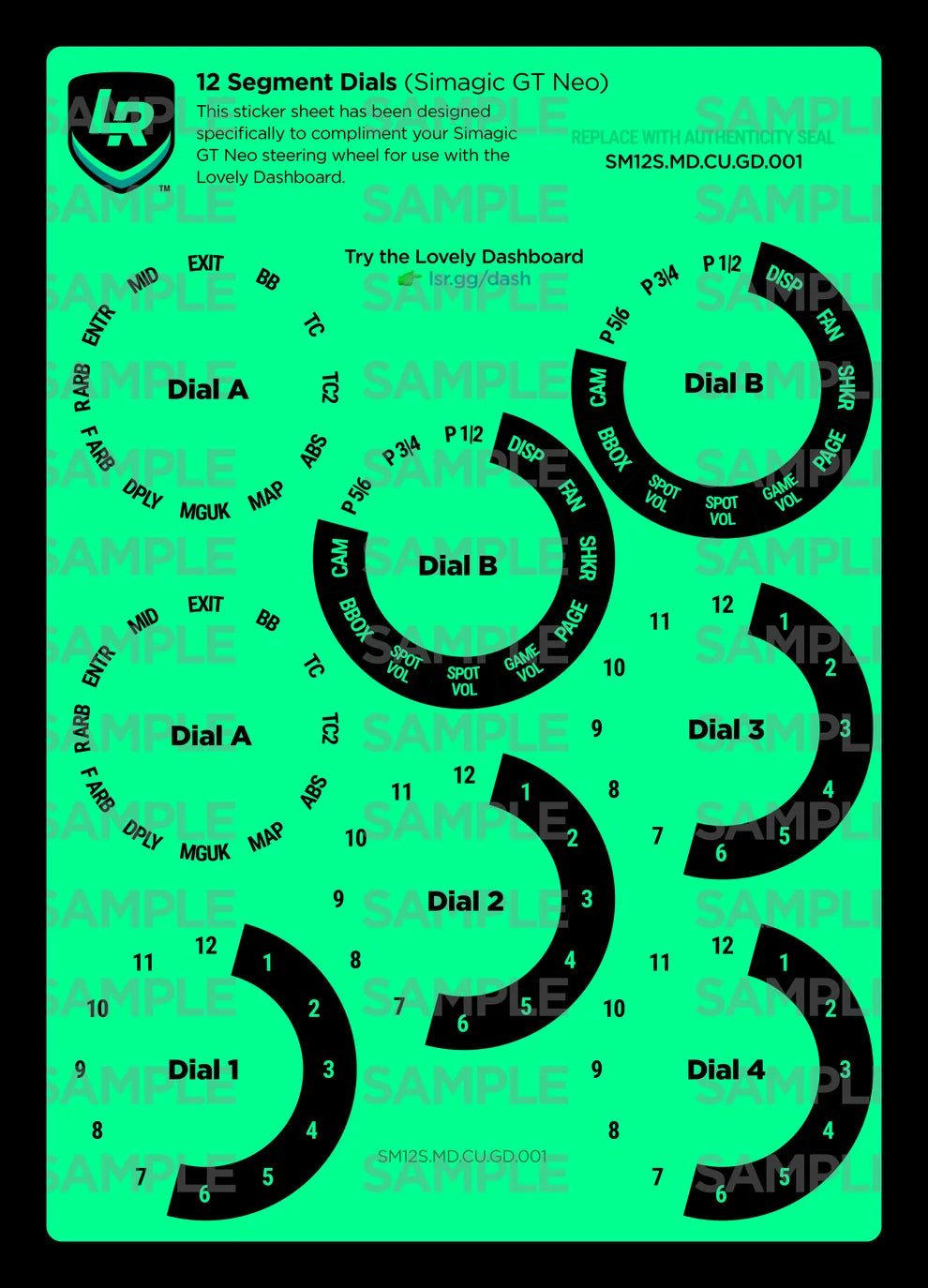 12 Segment Glow in the Dark Custom Dials (Simagic GT Neo)
