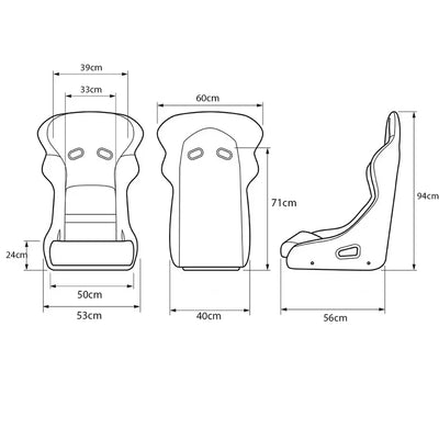 BB5 RS Black Suede Fibreglass Bucket Seat Large
