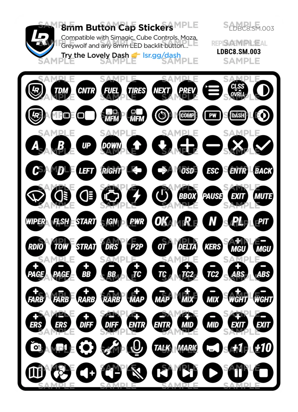 8mm Button Cap Stickers
