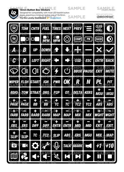 13mm Button Box Stickers