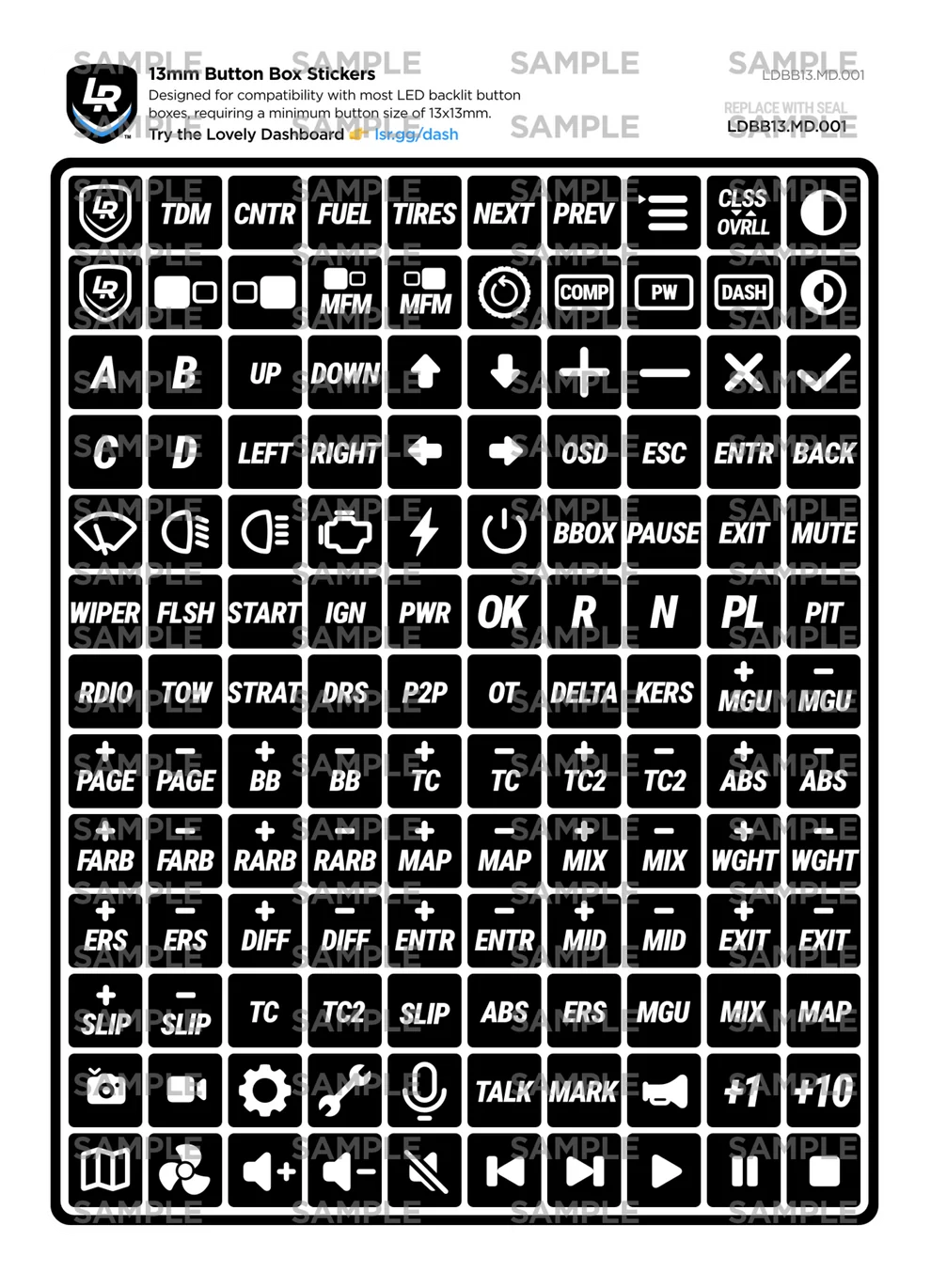 13mm Button Box Stickers