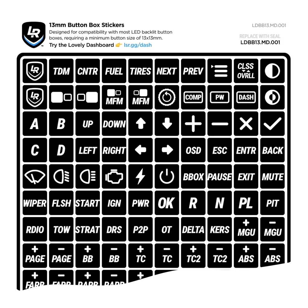 13mm Button Box Stickers