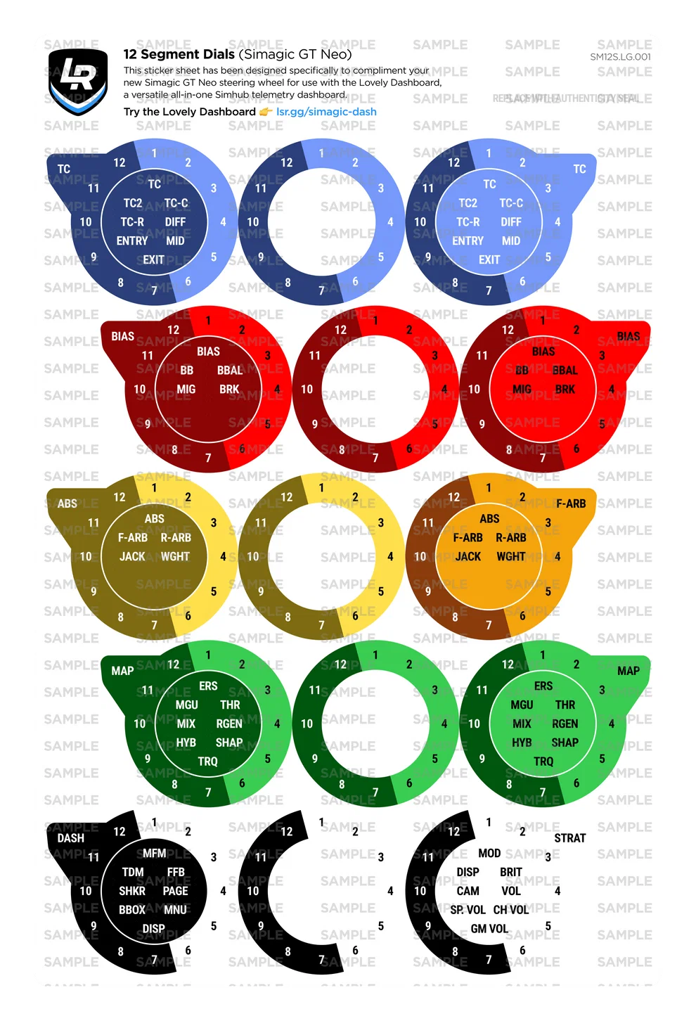 12 Segment Positional Dials (Simagic GT Neo)